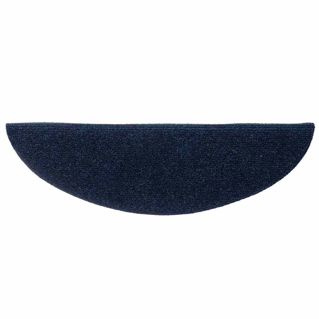 Tapetes de escada autoadesivos 15 peças 56x17x3 cm azul-marinho semicircular