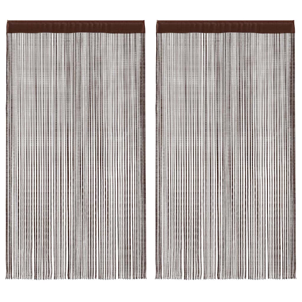 Cortinas de fios 2 pcs 140x250 cm castanho