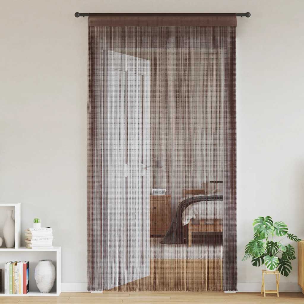 Cortinas de fios 2 pcs 140x250 cm castanho