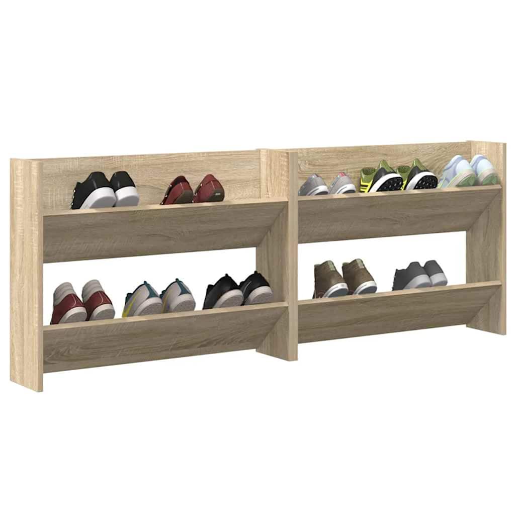 Sapateiras de parede 2 pcs 80x18x60cm contrapl. carvalho sonoma