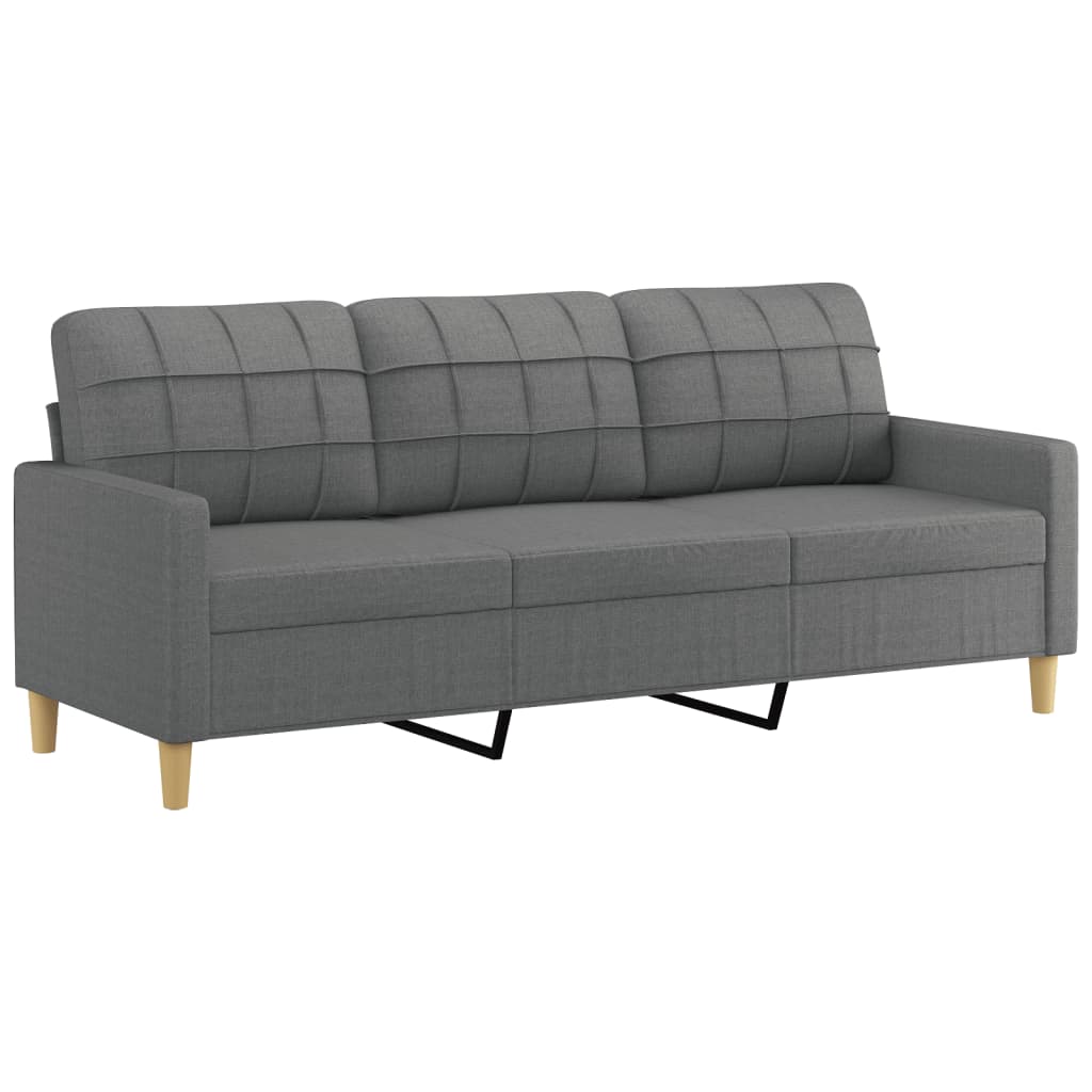 3 Pcs conjunto de sofás com almofadas tecido cinzento-escuro