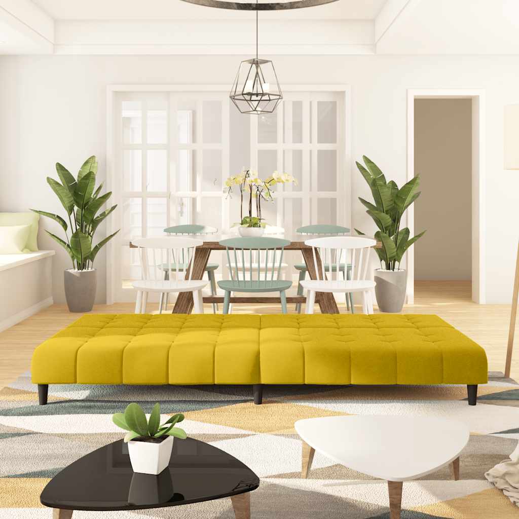 Sofá-cama de 2 lugares veludo amarelo