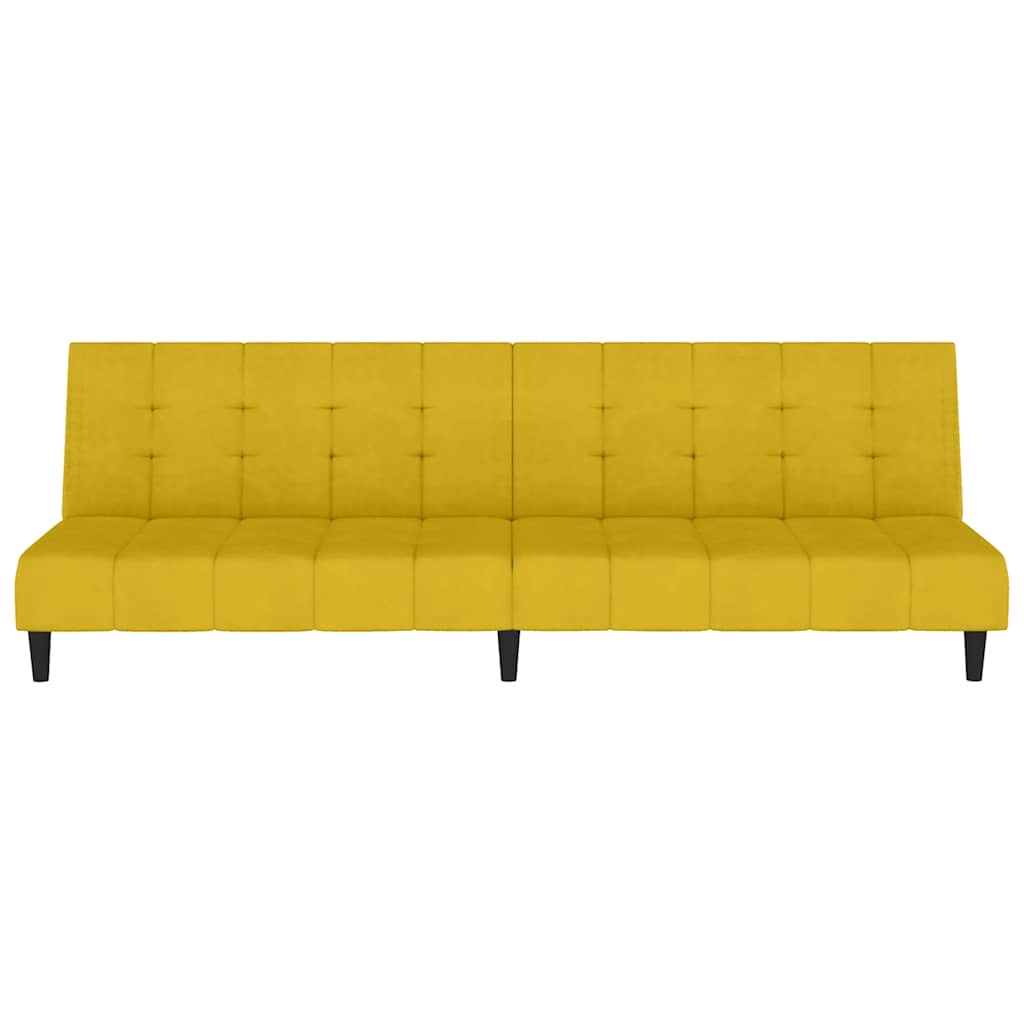 Sofá-cama de 2 lugares veludo amarelo