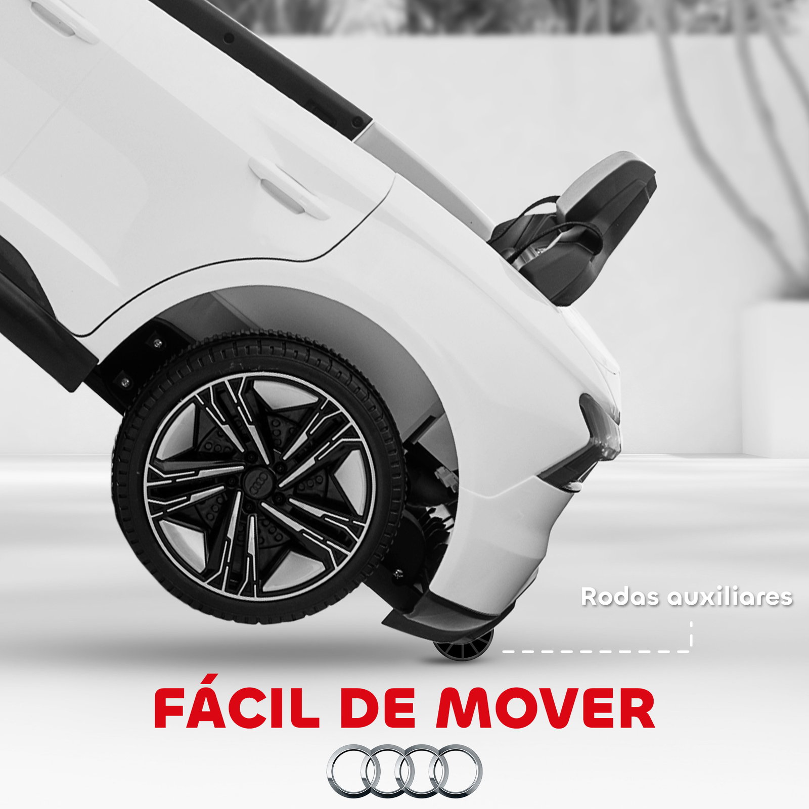 Carro elétrico audi rs e-tron gt 12v com 2 motores controlo remoto faróis LED buzina música USB 3-5km/h 103x58x41cm branco