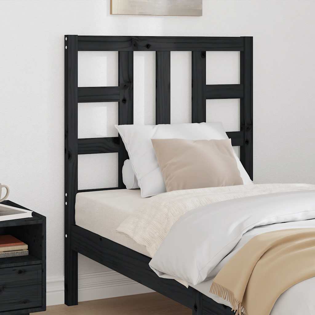 Cabeceira de cama 81x4x100 cm pinho maciço preto