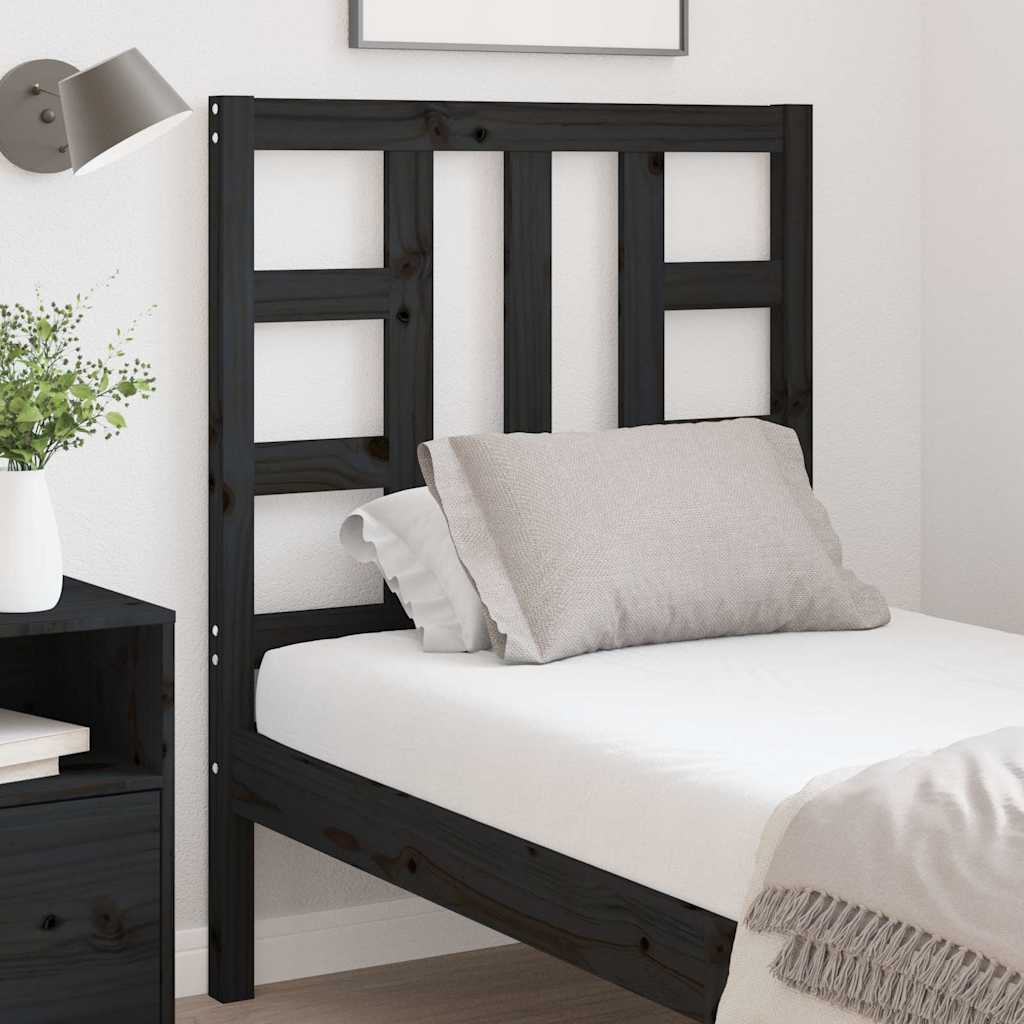 Cabeceira de cama 81x4x100 cm pinho maciço preto