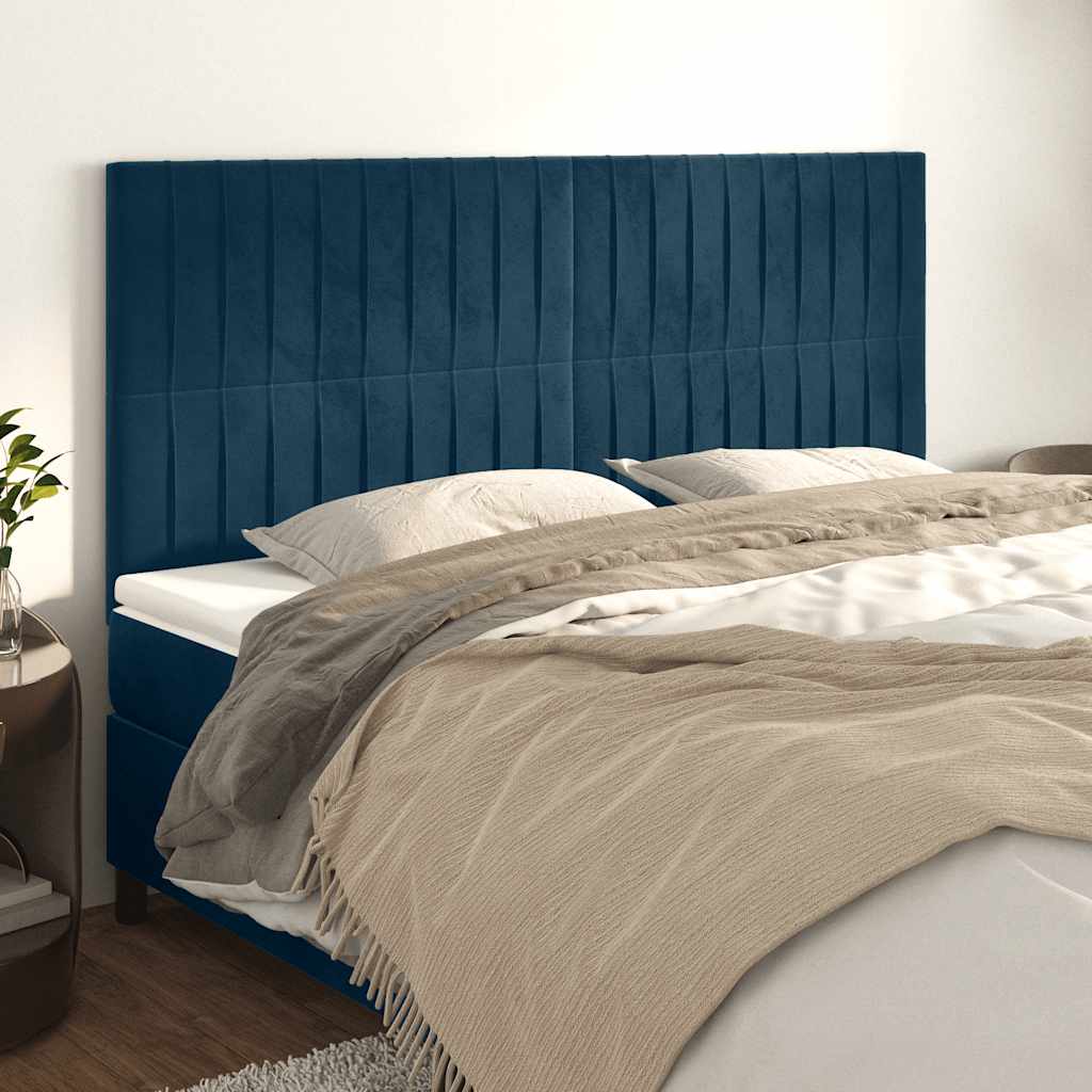 Cabeceira azul escuro 200x5x118/128 cm veludo
