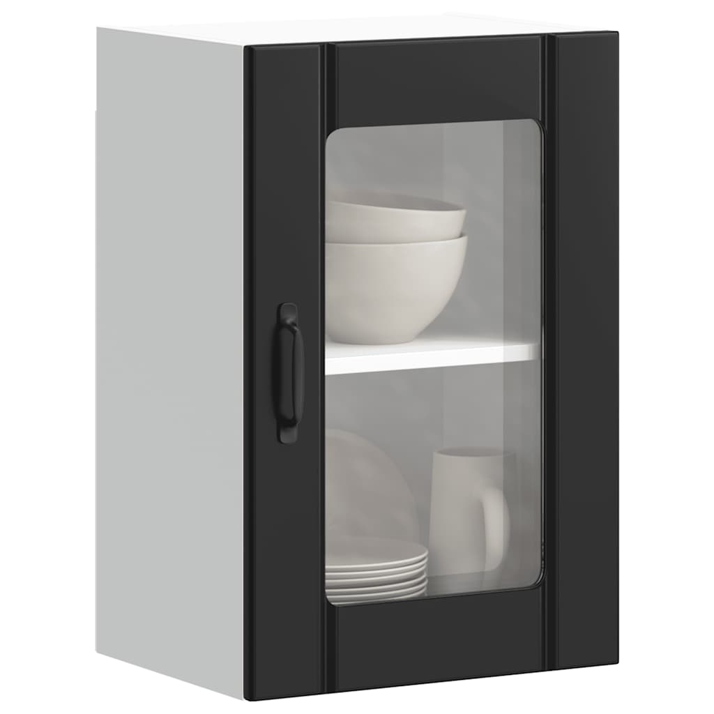 Armário de parede de cozinha porta vidro lucca preto