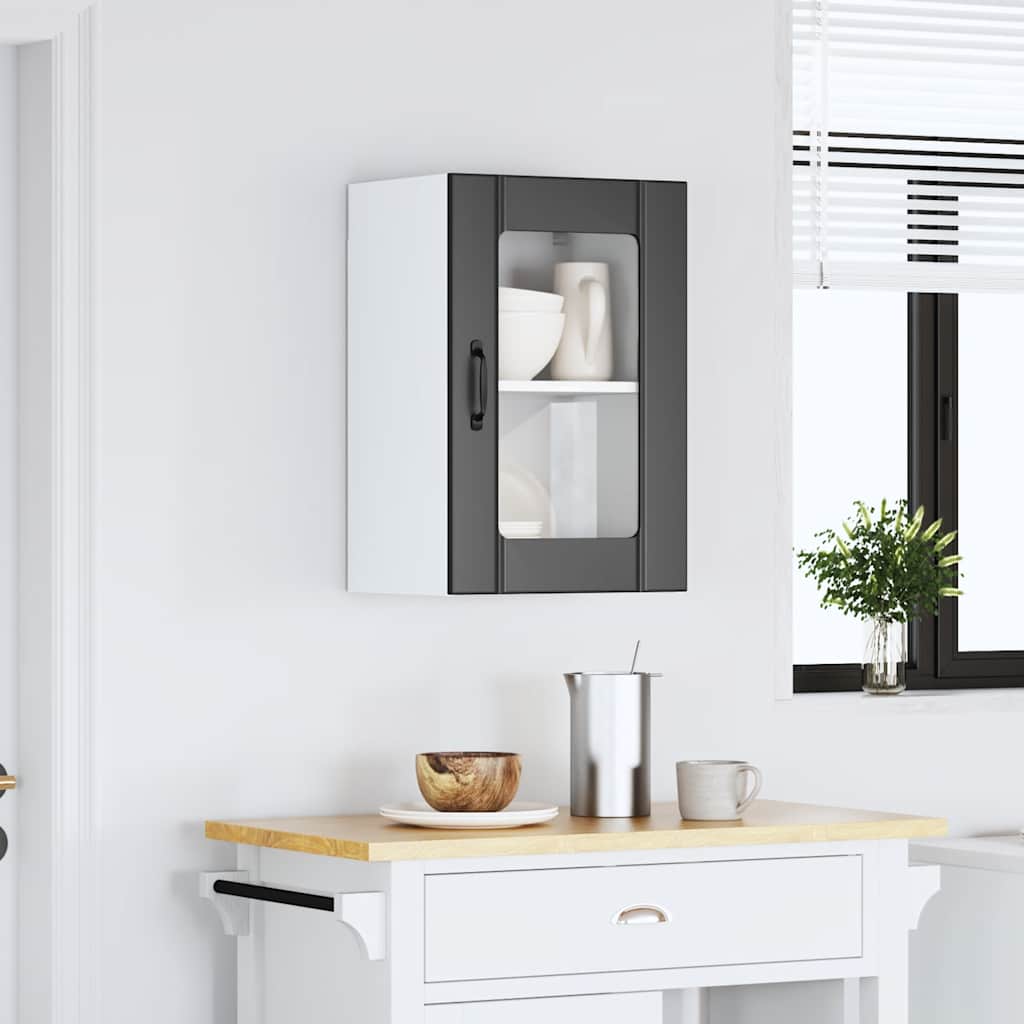 Armário de parede de cozinha porta vidro lucca preto
