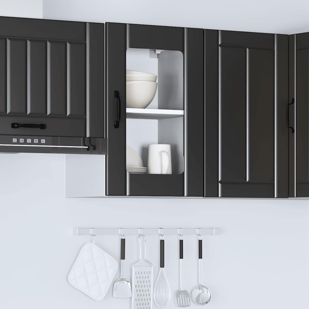 Armário de parede de cozinha porta vidro lucca preto