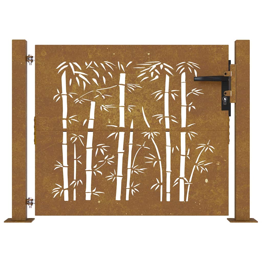 Portão de jardim 100x100 cm aço corten design bambu