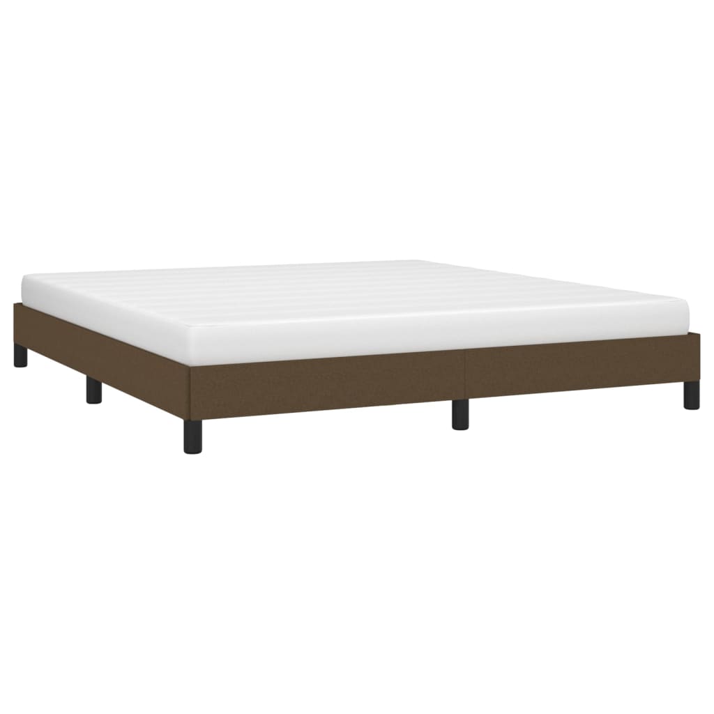 Estrutura de cama sem colchão 160x200 cm tecido castanho-escuro
