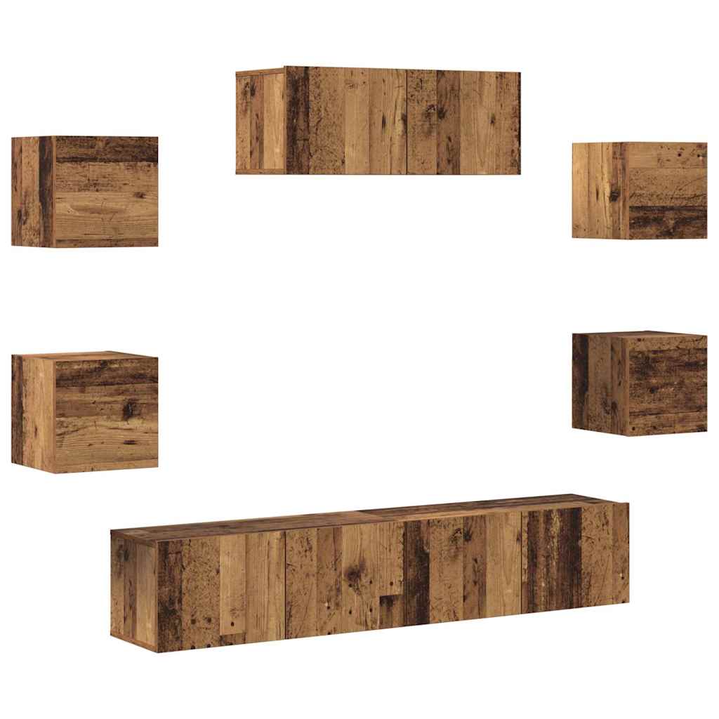 Conjunto de armário TV de parede 5 pcs madeira velha
