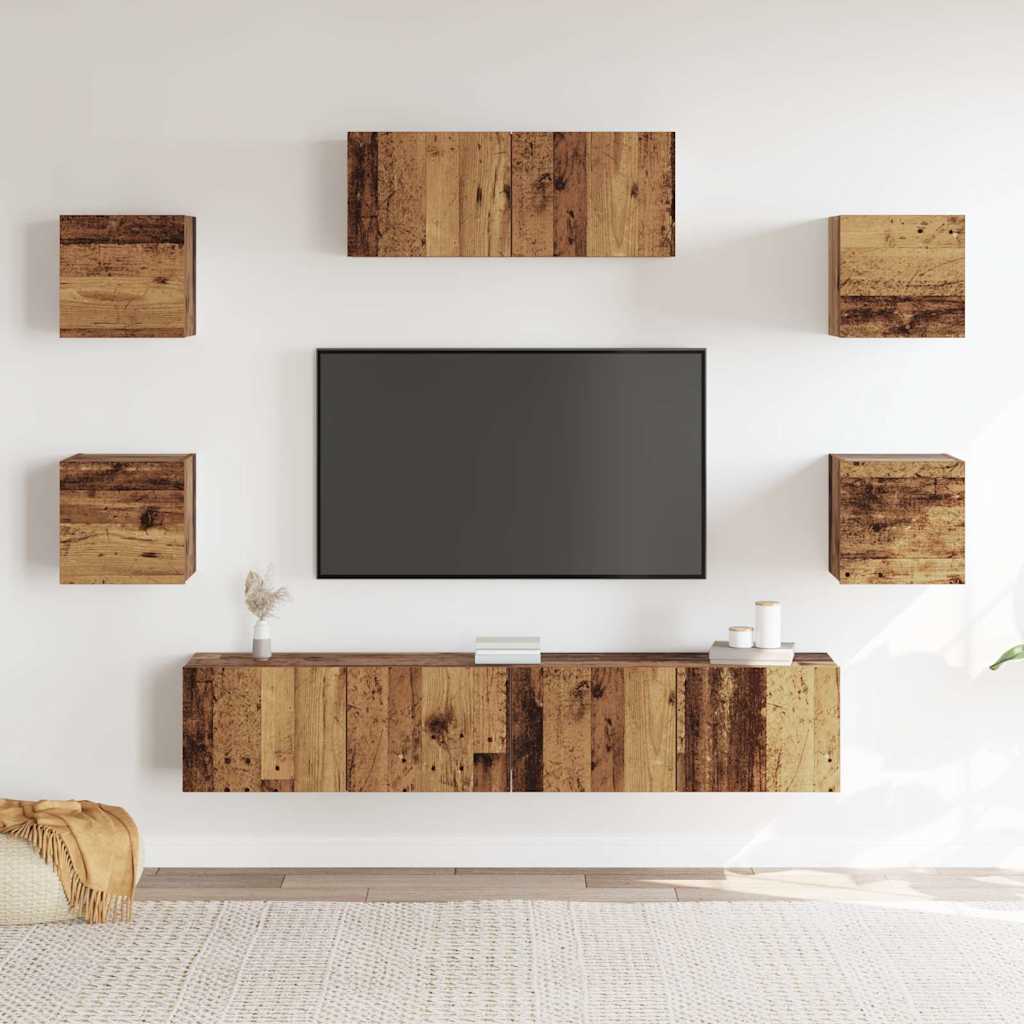 Conjunto de armário TV de parede 5 pcs madeira velha
