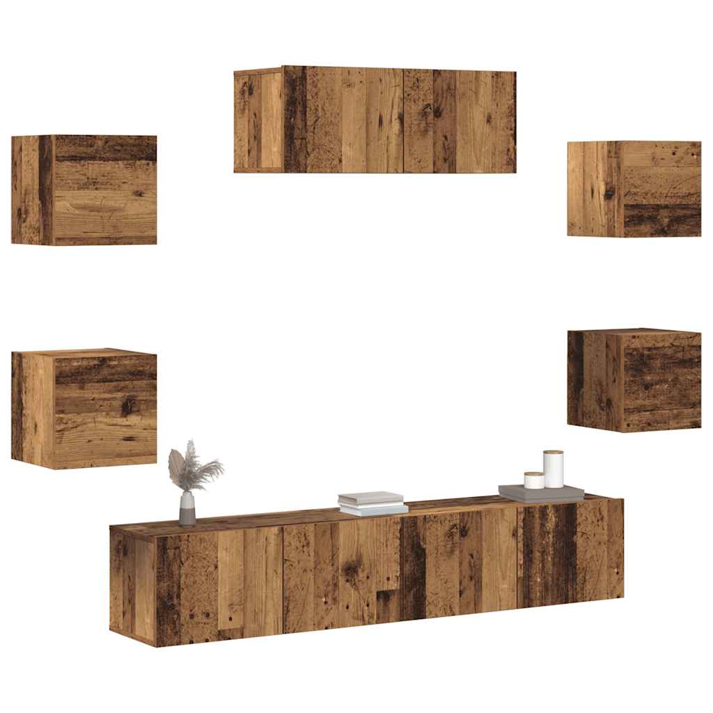 Conjunto de armário TV de parede 5 pcs madeira velha