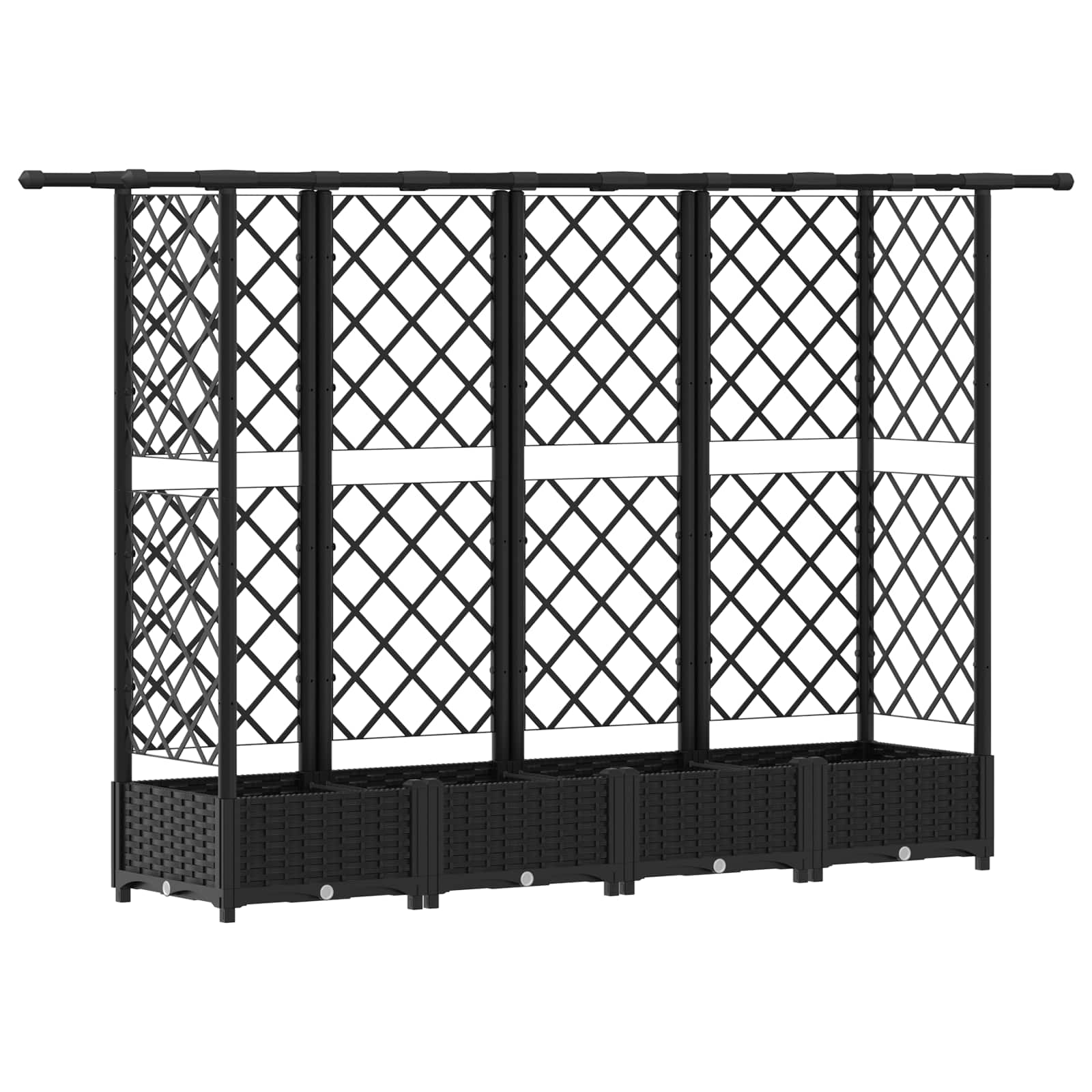 Cama elevada com treliça e telhado preto 202,5 x 40 x 121 cm PP