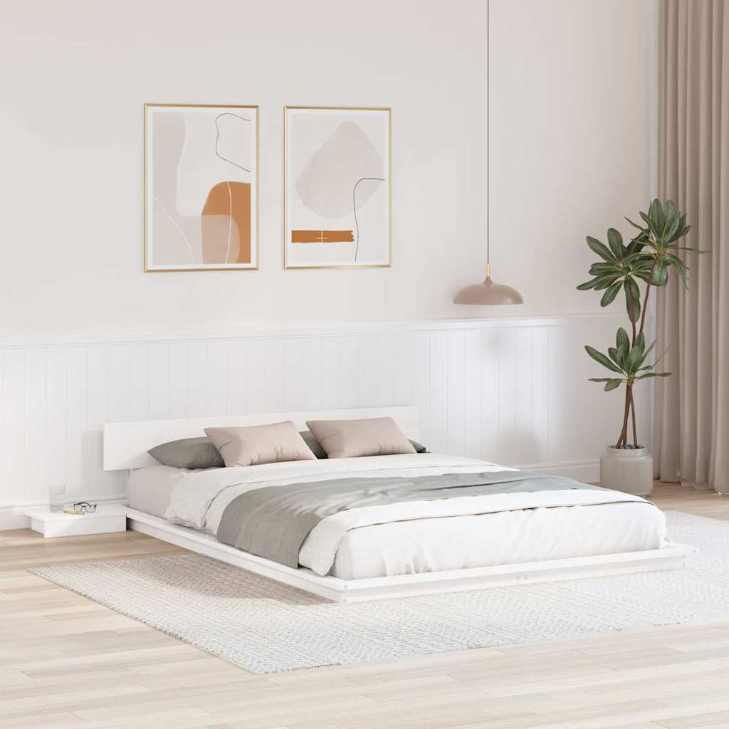 Estrutura da cama branco 150 x 200 cm madeira