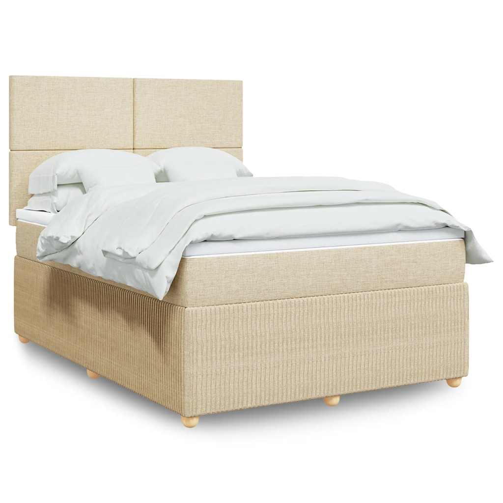 Cama com molas/colchão 140x200 cm tecido cor creme