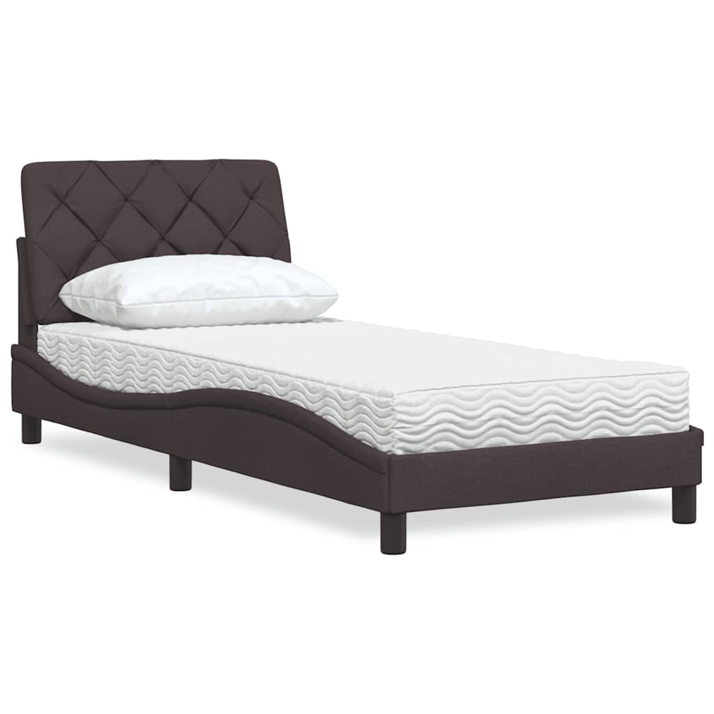 Cama com colchão 80x200 cm tecido castanho-escuro