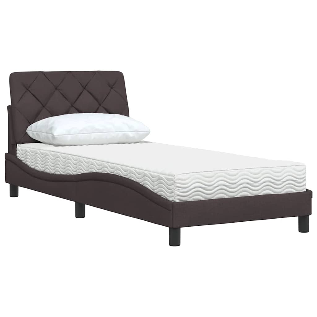 Cama com colchão 80x200 cm tecido castanho-escuro