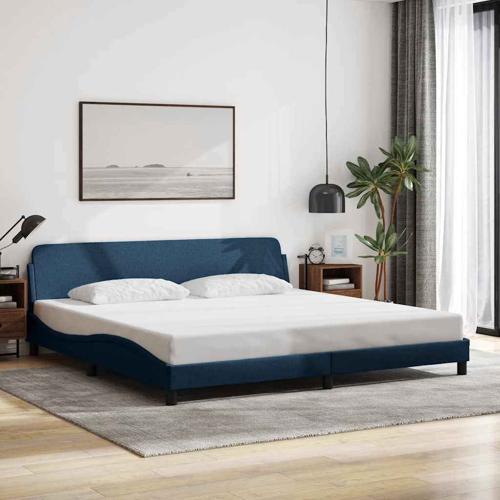 Estrutura de cama dover 200x200 cm tecido azul