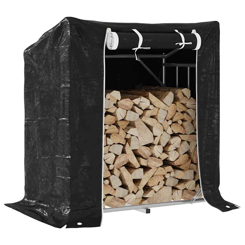 Rack de lenha com tampa de chuva 101x61x110,5cm aço galvanizado