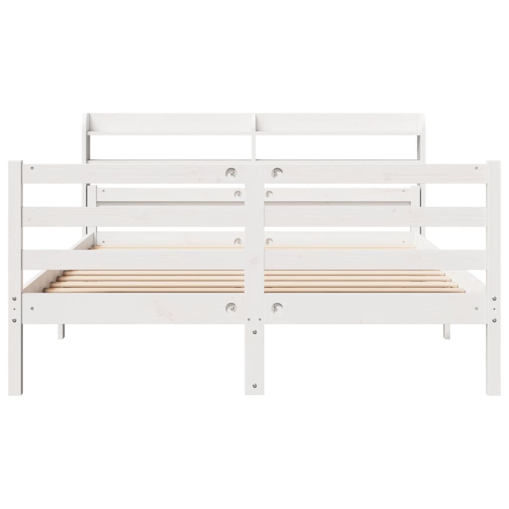 Estrutura de cama c/ cabeceira 150x200 cm pinho maciço branco