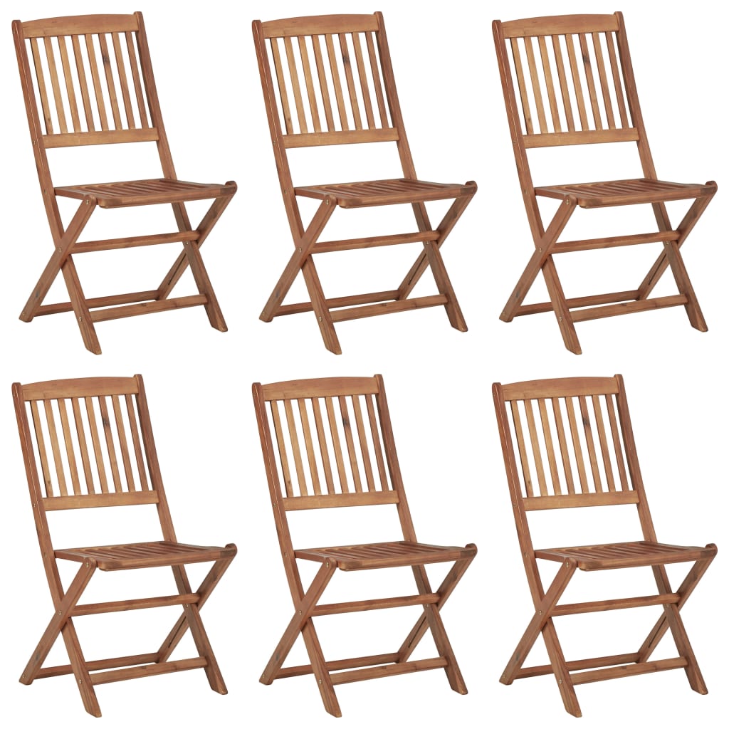 Cadeiras de jardim dobráveis c/ almofadões 6 pcs acácia maciça