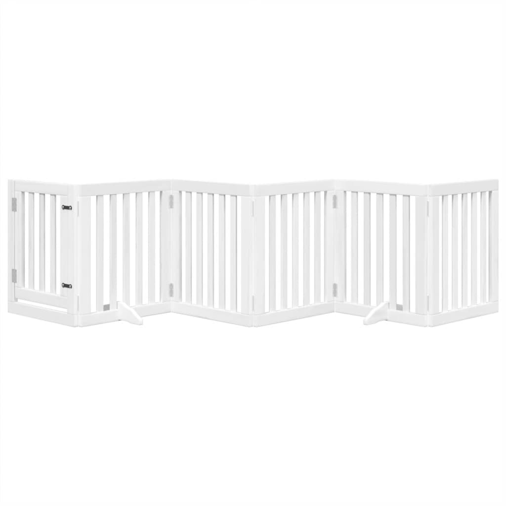 Portão p/ cães com porta dobrável 6 painéis 300 cm álamo branco
