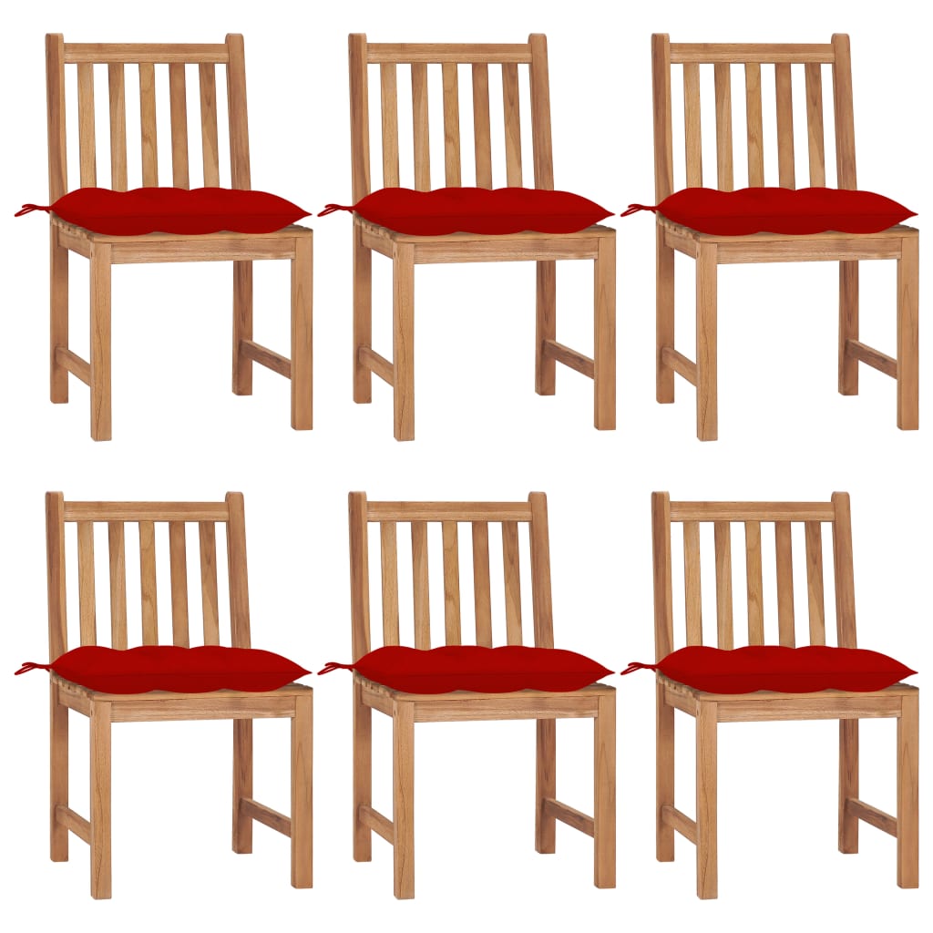 Cadeiras de jardim 6 pcs c/ almofadões madeira de teca maciça