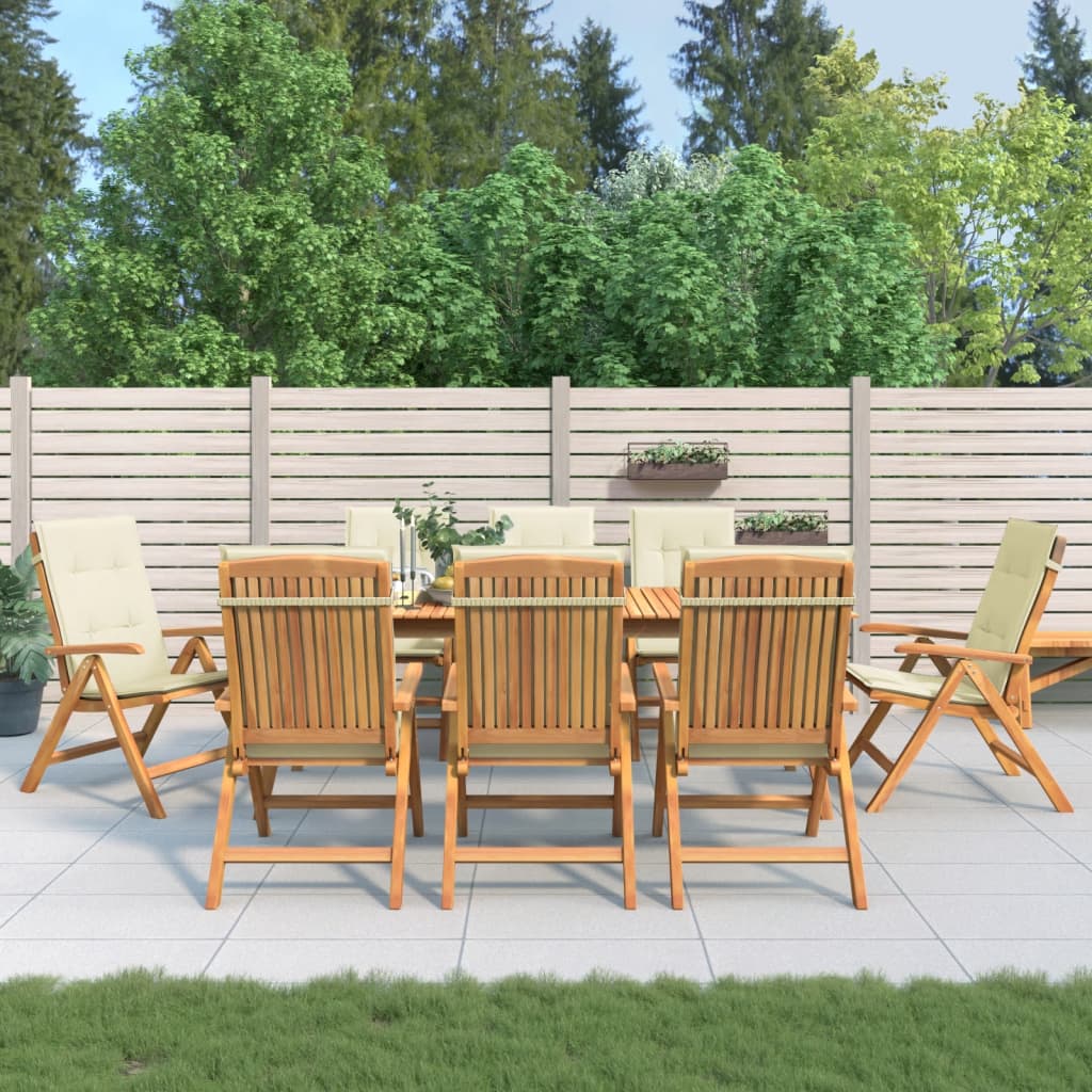 Cadeiras de jardim reclináveis c/ almofadões 8 pcs teca maciça