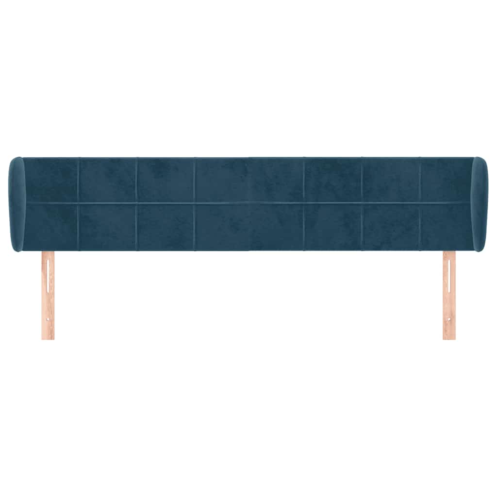 Cabeceira de cama c/ abas veludo 163x23x78/88cm azul-escuro