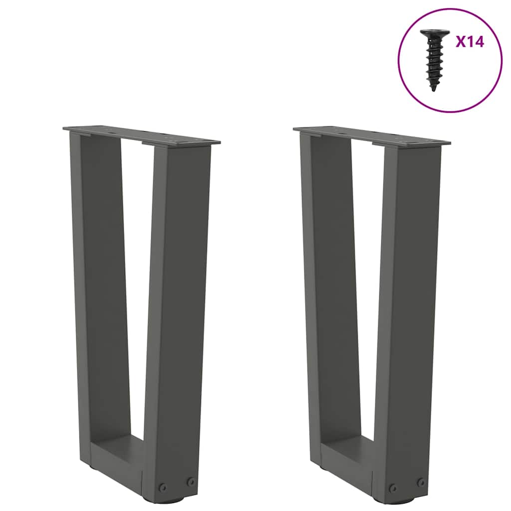 Pés para mesa de centro em v, 2 peças, antracite, 28x(42-43,3) cm, aço