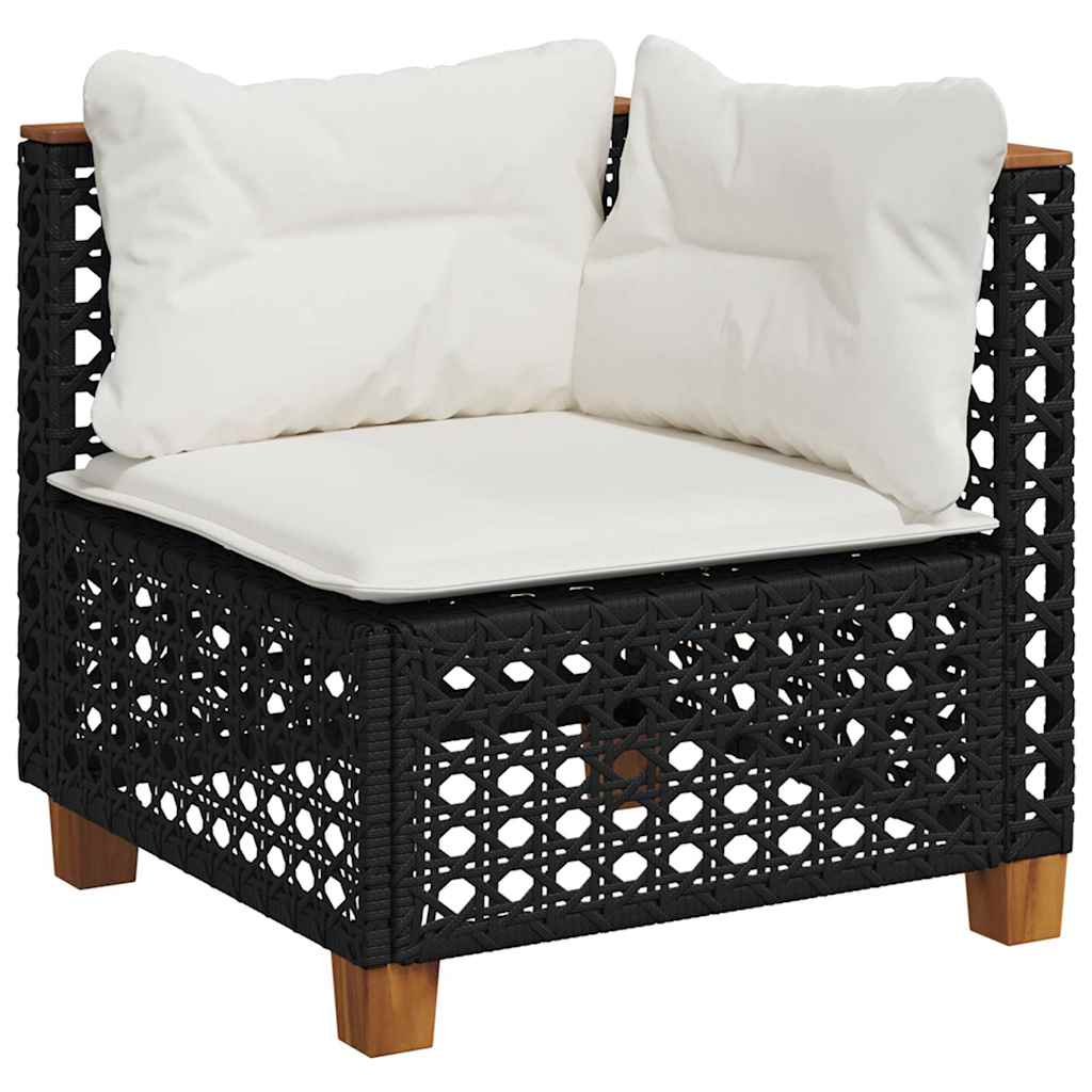 7 Pcs conjunto de sofás p/ jardim c/ almofadões vime PE preto