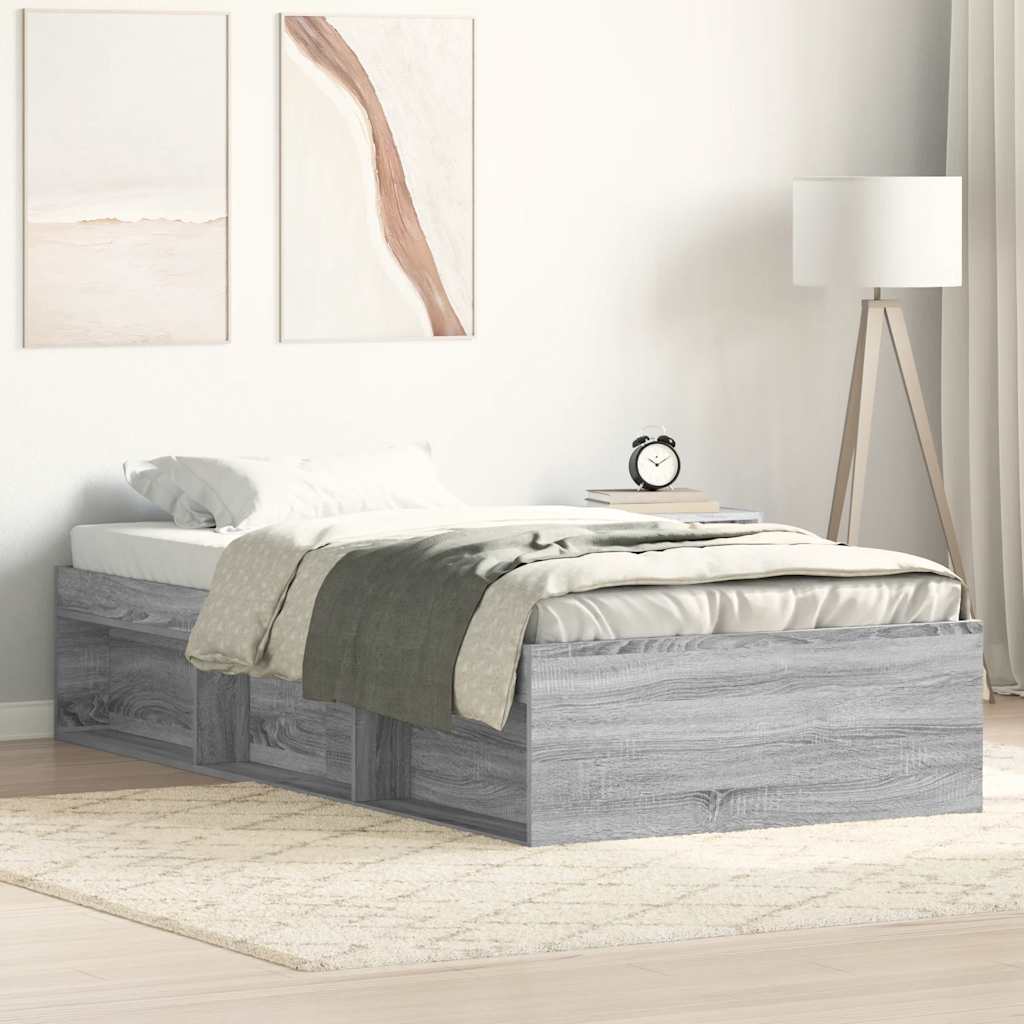 Estrutura de cama 100x200 cm cinzento sonoma