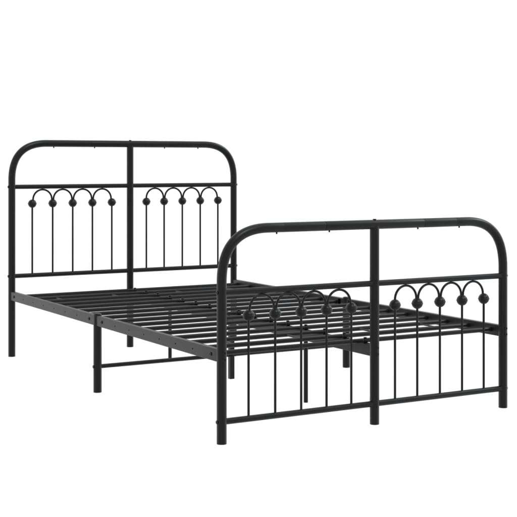 Estrutura de cama com cabeceira e pés 120x200 cm metal preto