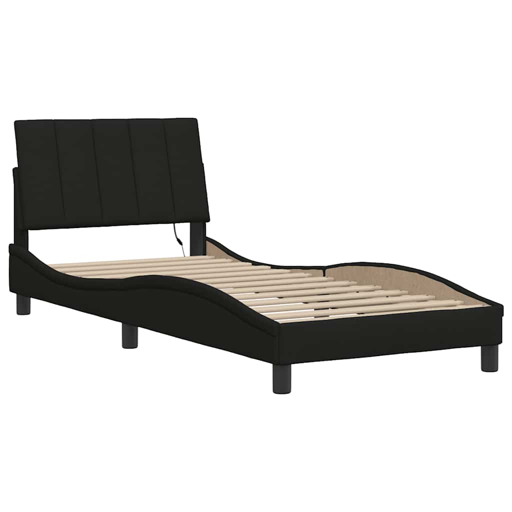 Estrutura de cama sem colchão hanko 90x190 cm tecido preto