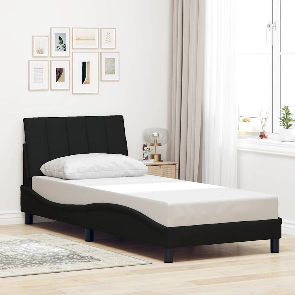Estrutura de cama sem colchão hanko 90x190 cm tecido preto