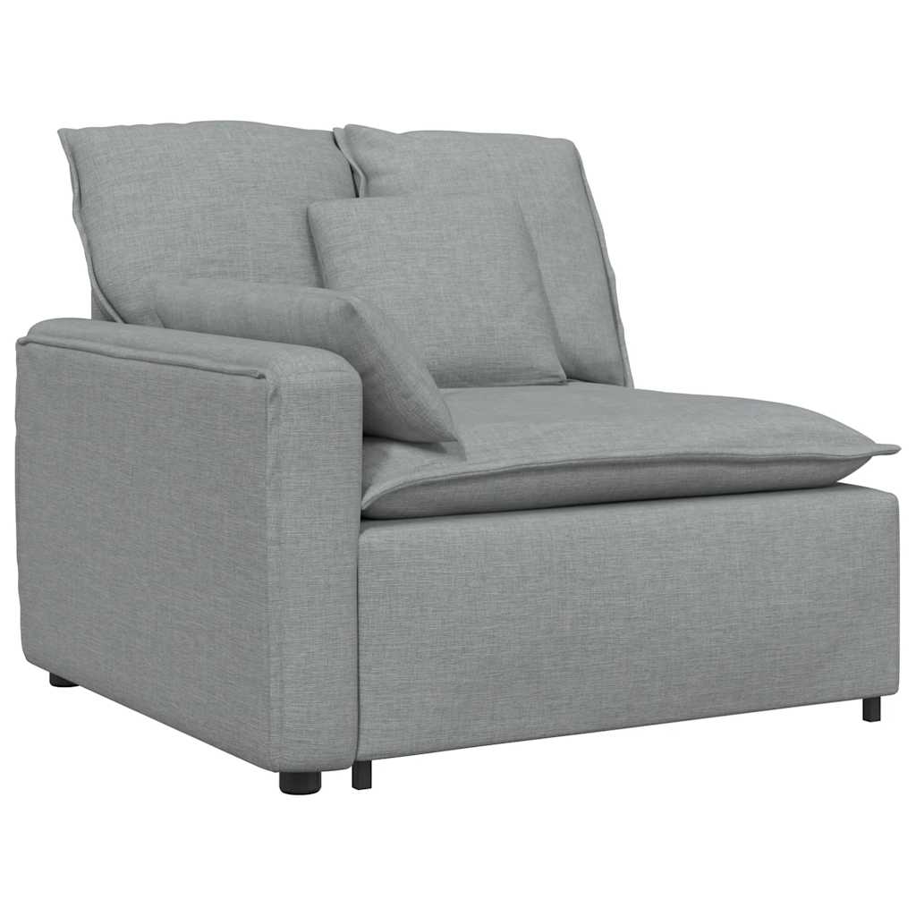 Sofá modular com almofadas tecido cinzento-claro