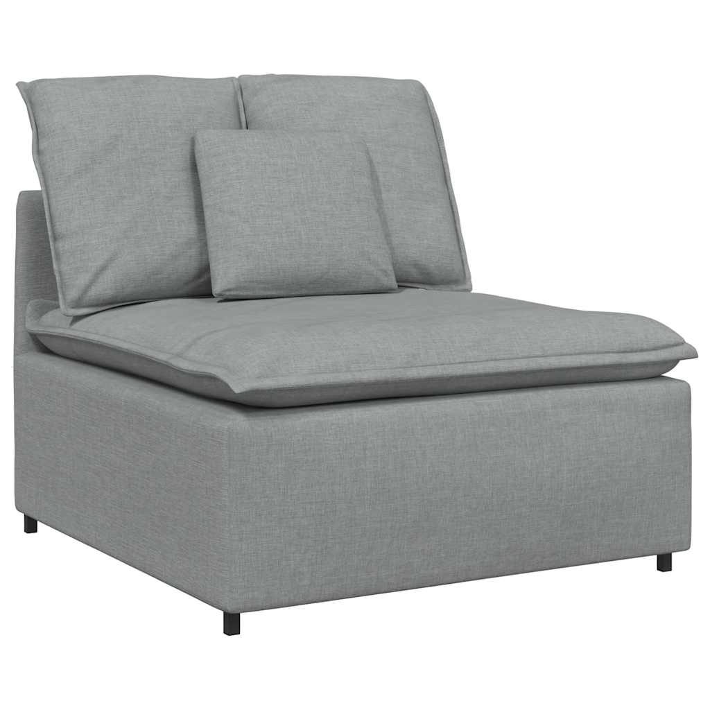 Sofá modular com almofadas tecido cinzento-claro