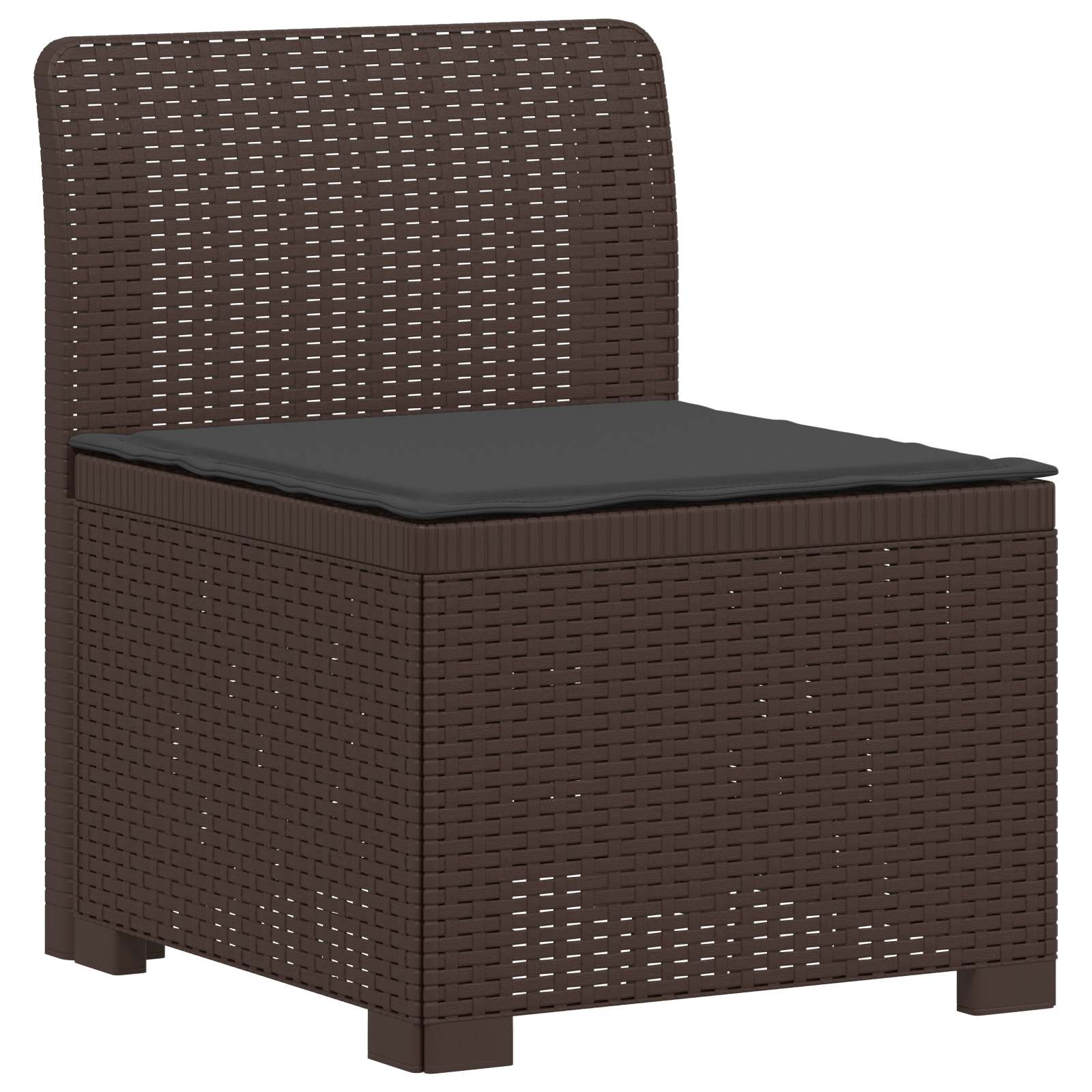 Sofá de jardim 1 lugar com almofada look rattan PP castanho