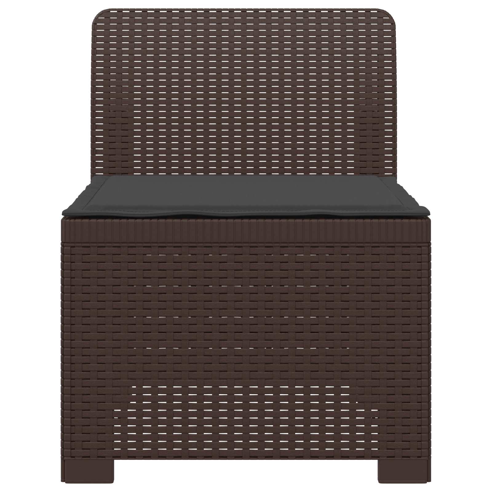 Sofá de jardim 1 lugar com almofada look rattan PP castanho