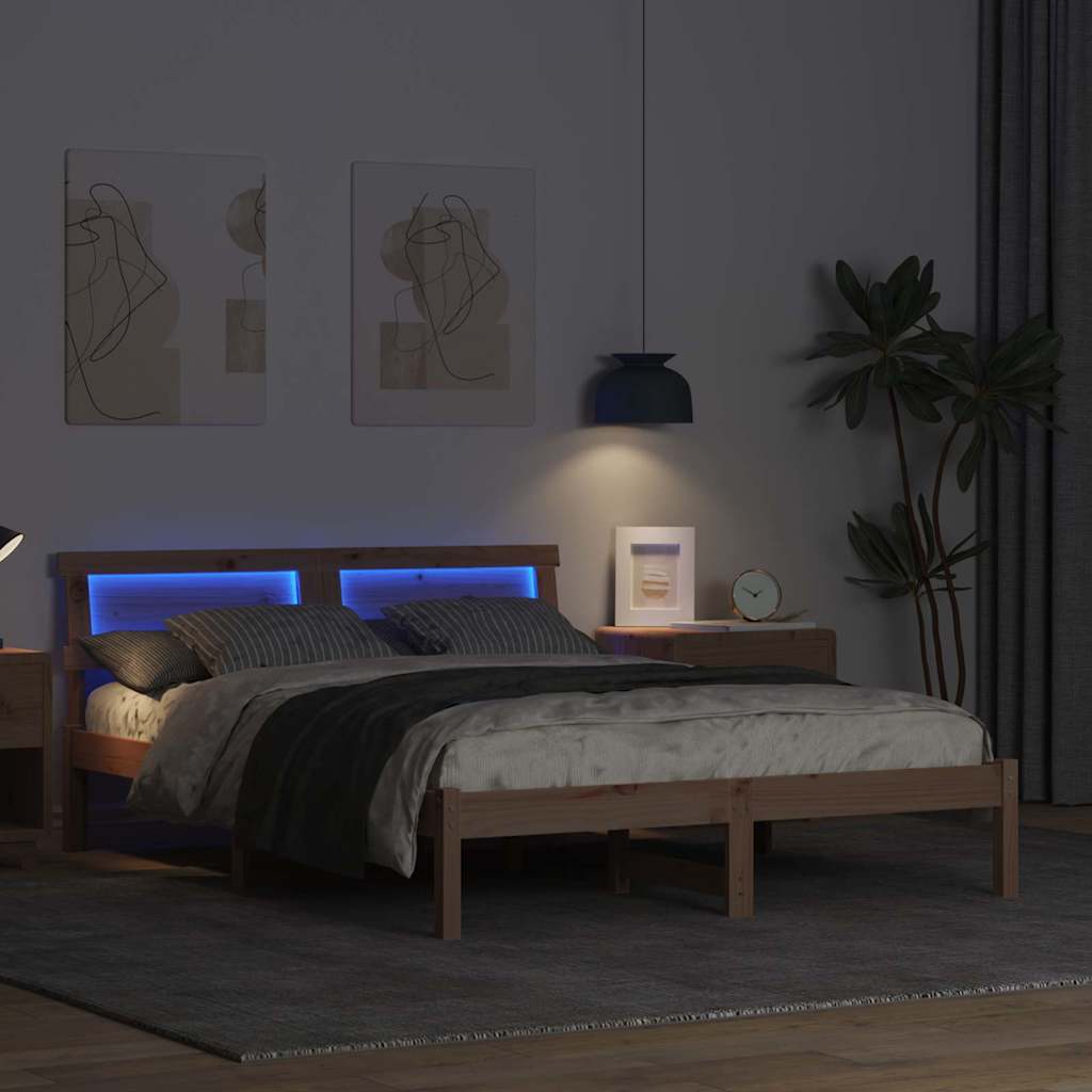 Estrutura da cama com cabeceira castanho 120 x 200 cm