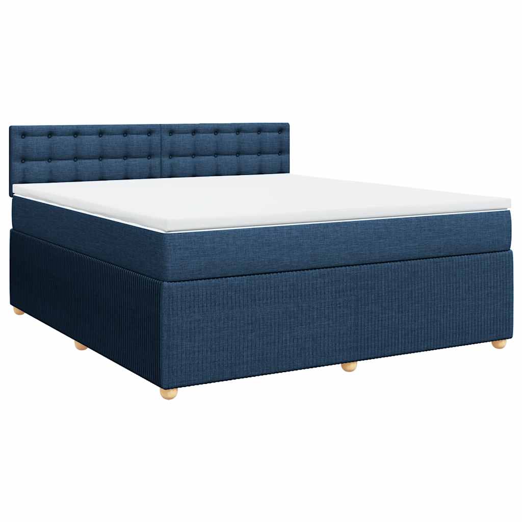 Cama com molas/colchão 180x200 cm tecido azul