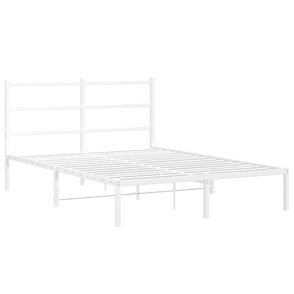 Estrutura de cama com cabeceira 135x190 cm metal branco