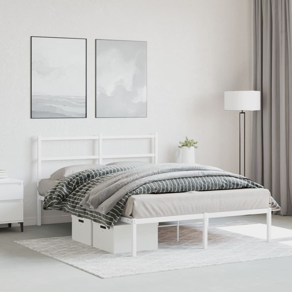 Estrutura de cama com cabeceira 135x190 cm metal branco