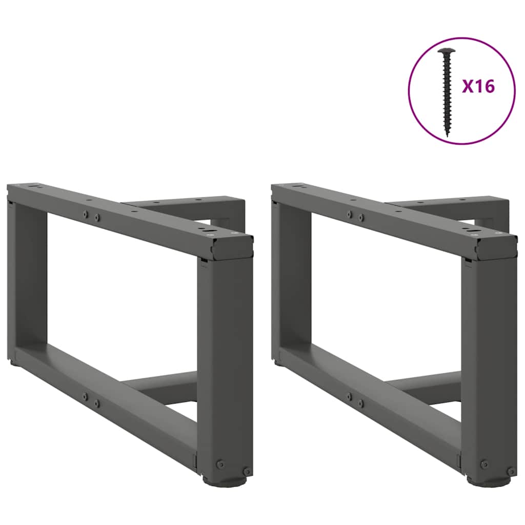 Pés para mesa de centro em forma de t, 2 peças, antracite, 60x25x(30-31) cm, aço