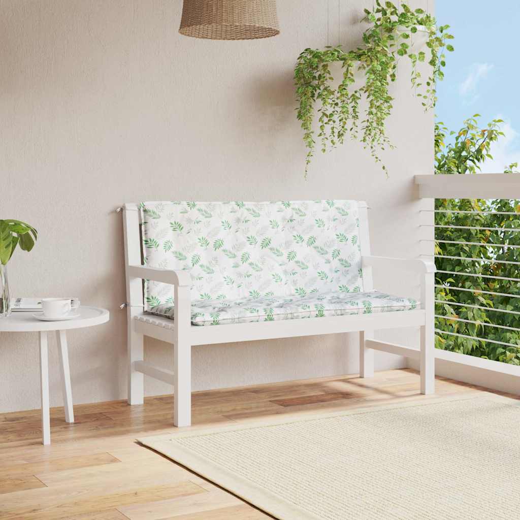 Almofadões banco jardim 2 pcs 120x50x7 cm tecido padrão folhas
