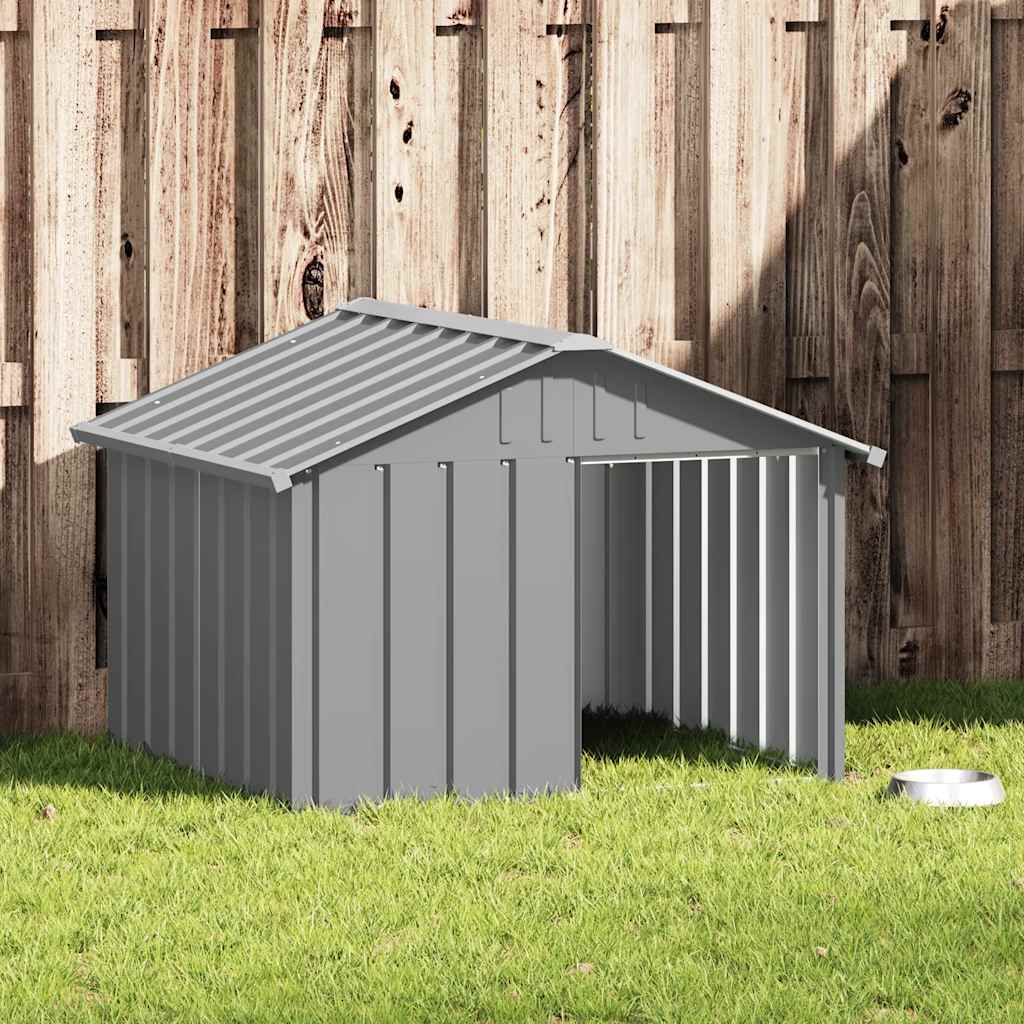 Casota para cães 116,5x103x81,5 cm aço galvanizado cinzento