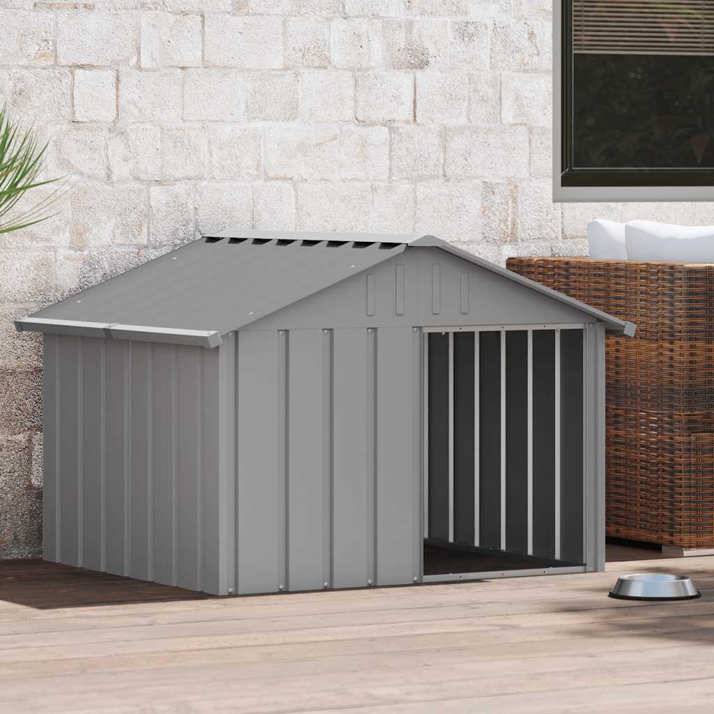 Casota para cães 116,5x103x81,5 cm aço galvanizado cinzento
